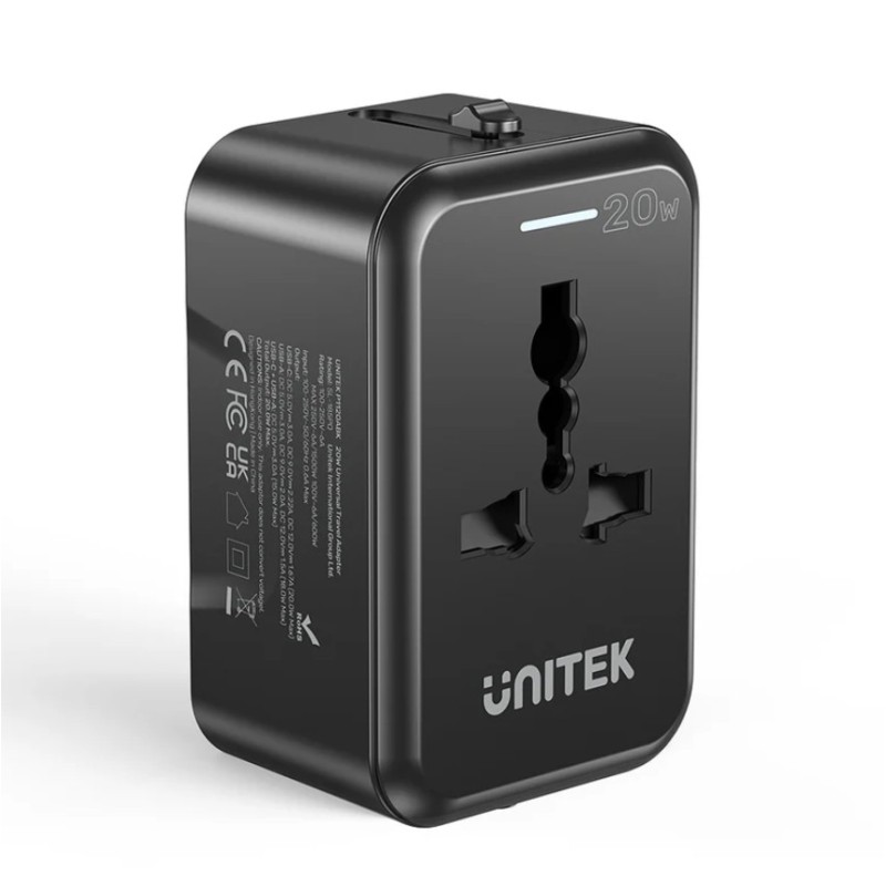 Buy Unitek Universal Travel Charger - P1120A - 20W USBC+USBA Black in Cyprus, Nicosia, Limassol, Larnaka, Pafos