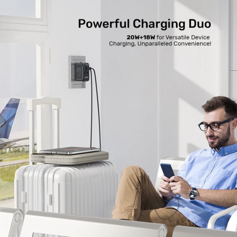 Buy Unitek Universal Travel Charger - P1120A - 20W USBC+USBA Black in Cyprus, Nicosia, Limassol, Larnaka, Pafos