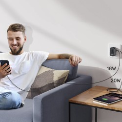 Buy Unitek Universal Travel Charger - P1120A - 20W USBC+USBA Black in Cyprus, Nicosia, Limassol, Larnaka, Pafos