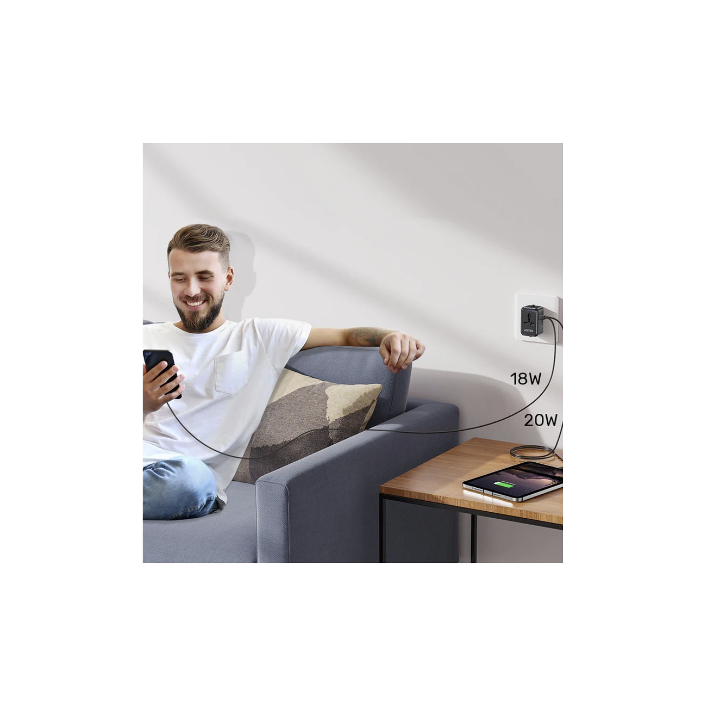 Unitek Universal Travel Charger - P1120A - 20W USBC+USBA Black — Buy in Cyprus with Fast Delivery