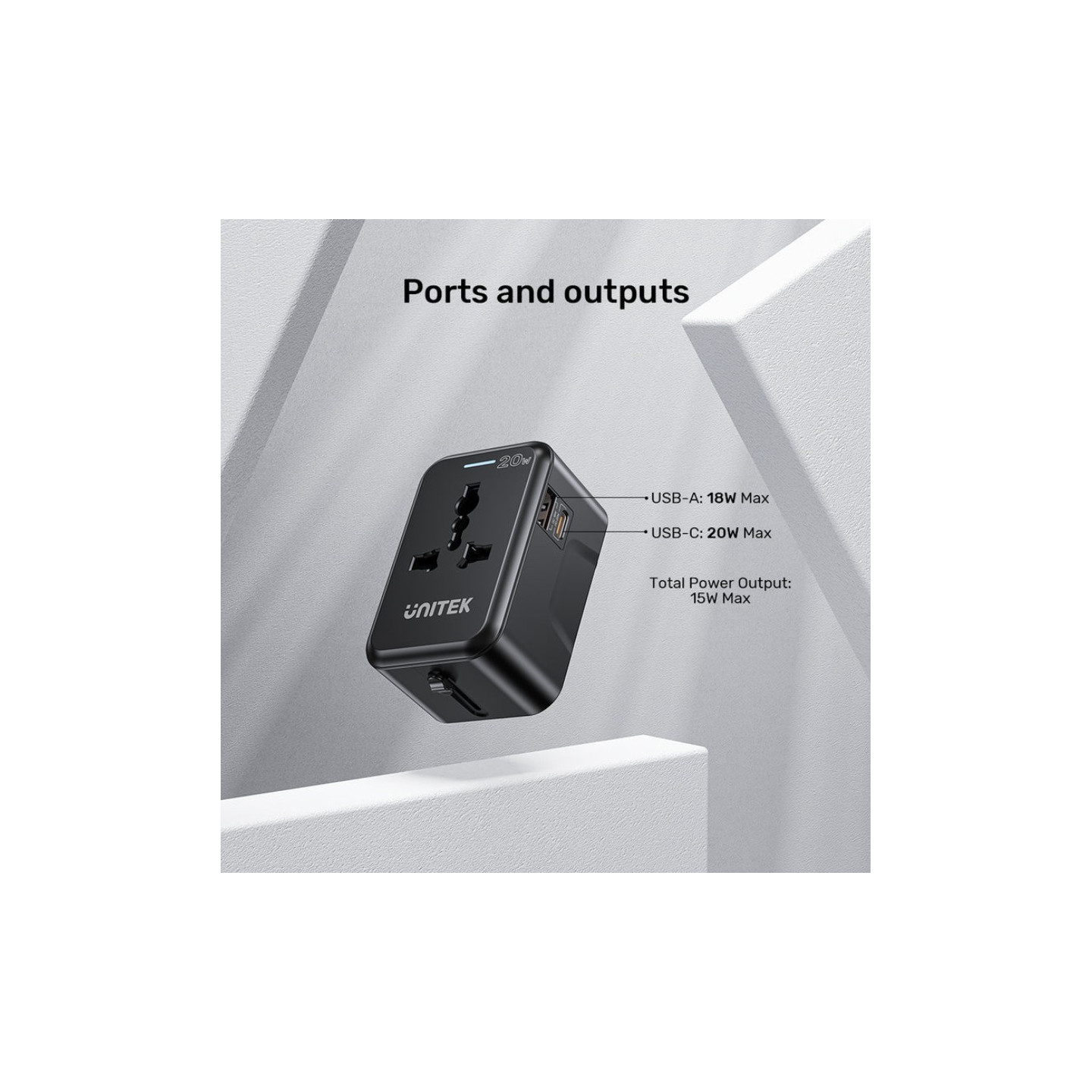 Unitek Universal Travel Charger - P1120A - 20W USBC+USBA Black — Buy in Cyprus with Fast Delivery