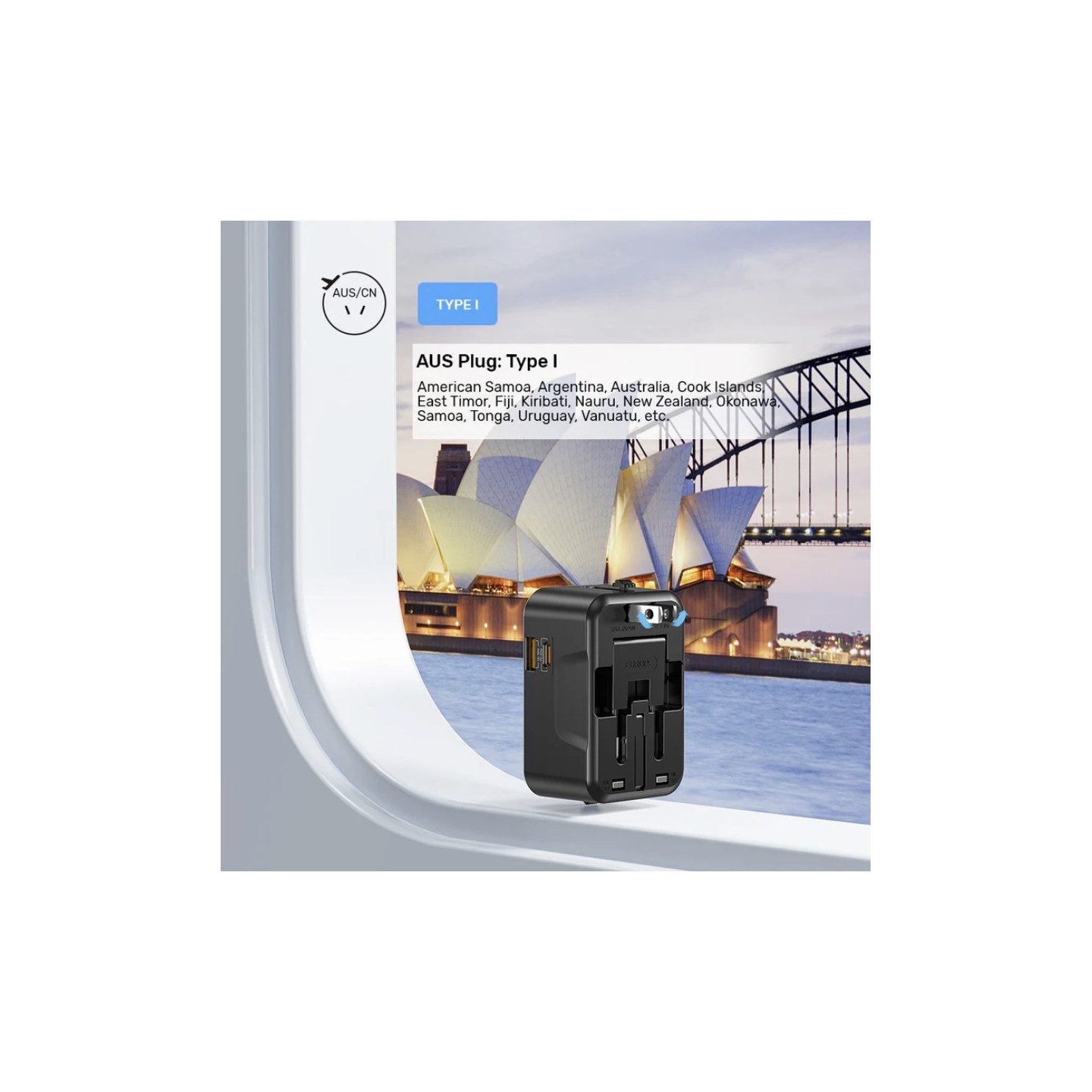 Unitek Universal Travel Charger - P1120A - 20W USBC+USBA Black — Buy in Cyprus with Fast Delivery