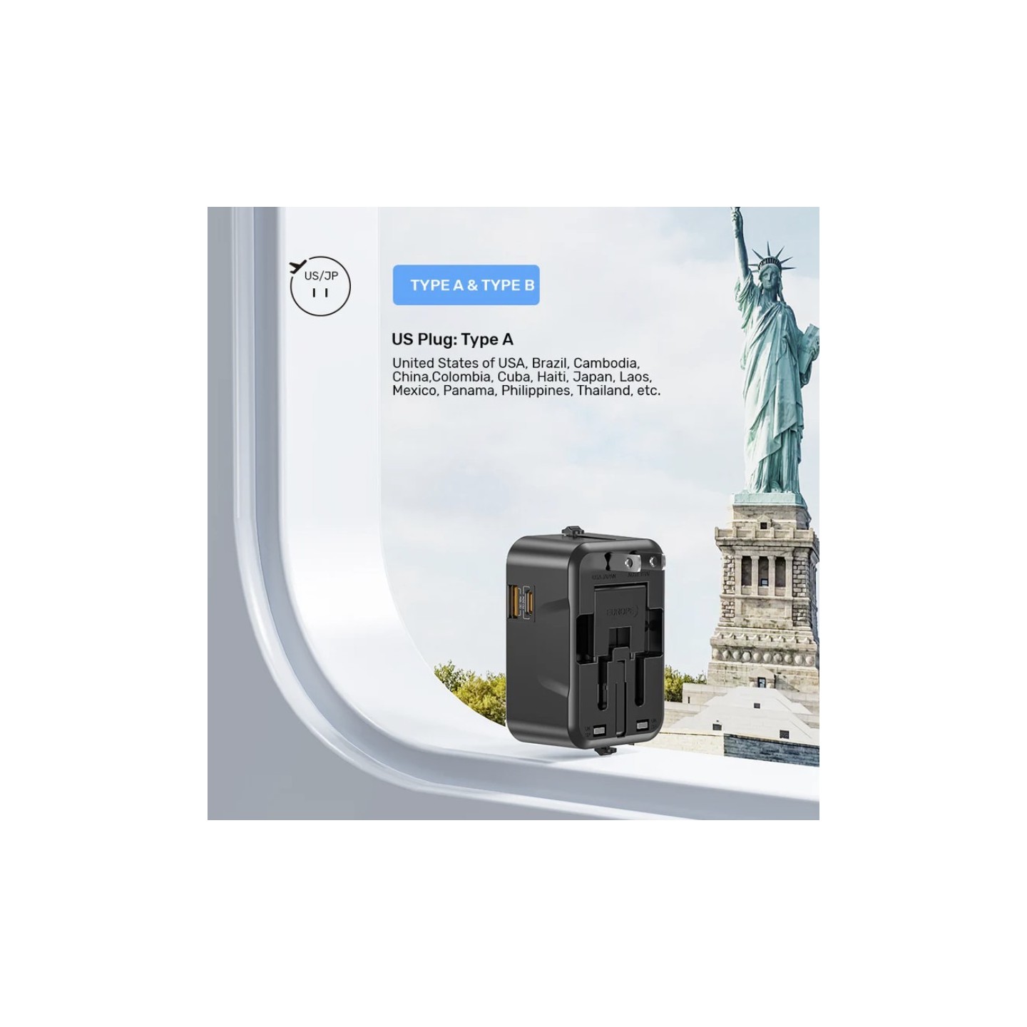 Unitek Universal Travel Charger - P1120A - 20W USBC+USBA Black — Buy in Cyprus with Fast Delivery