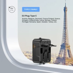 Buy Unitek Universal Travel Charger - P1120A - 20W USBC+USBA Black in Cyprus, Nicosia, Limassol, Larnaka, Pafos