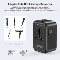 Buy Unitek Universal Travel Charger - P1120A - 20W USBC+USBA Black in Cyprus, Nicosia, Limassol, Larnaka, Pafos