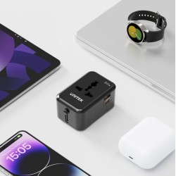 Buy Unitek Universal Travel Charger - P1120A - 20W USBC+USBA Black in Cyprus, Nicosia, Limassol, Larnaka, Pafos