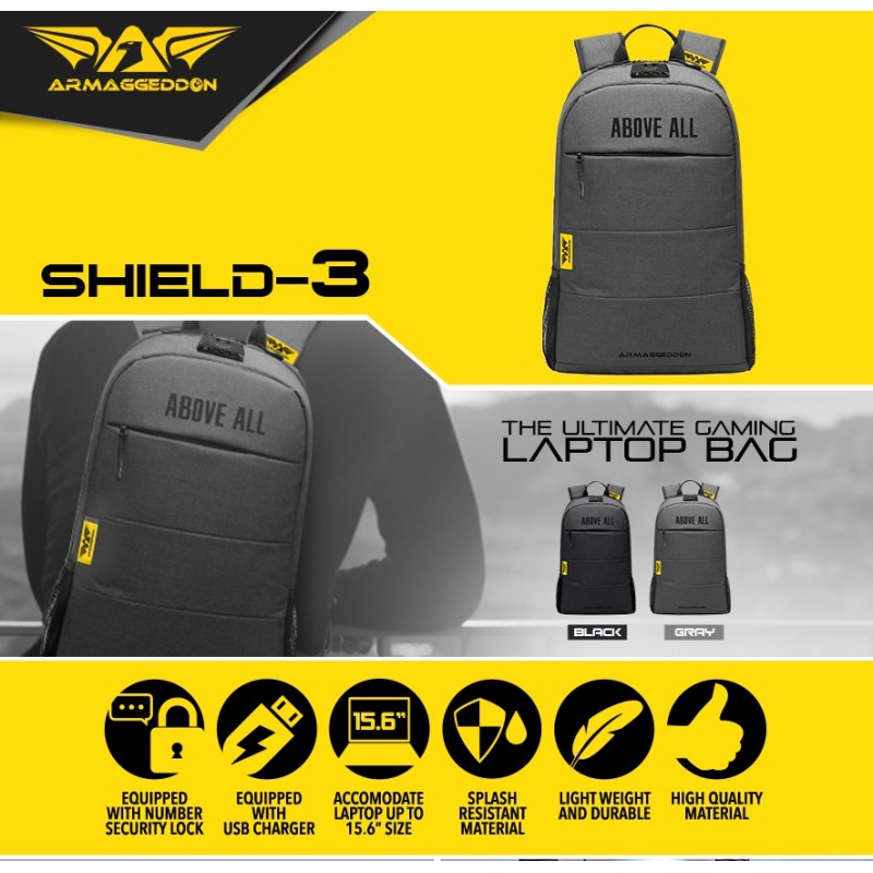 Buy Armaggeddon Anti-Theft Gaming Bag - SHIELD 3 - Black in Cyprus, Nicosia, Limassol, Larnaka, Pafos