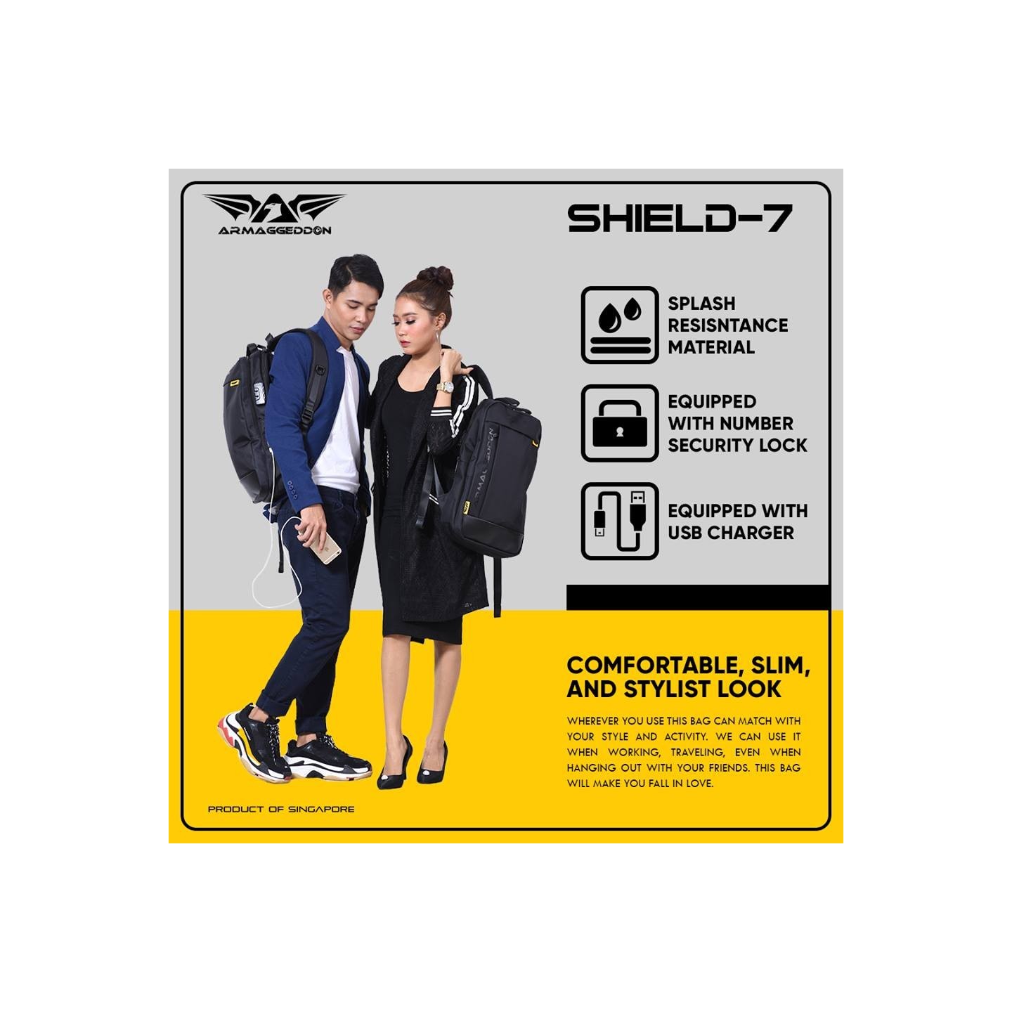 Armaggeddon Anti-Theft Gaming Bag Black - SHIELD 7 - Anti-Theft Gaming Bag Black — Buy in Cyprus with Fast Delivery