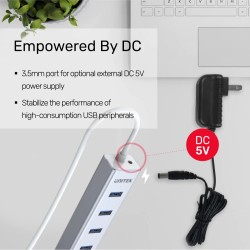 Unitek Y-3090 7-Port USB 3.0 Aluminum Hub w/ 5V2A Adapter — Armenius Store Cyprus