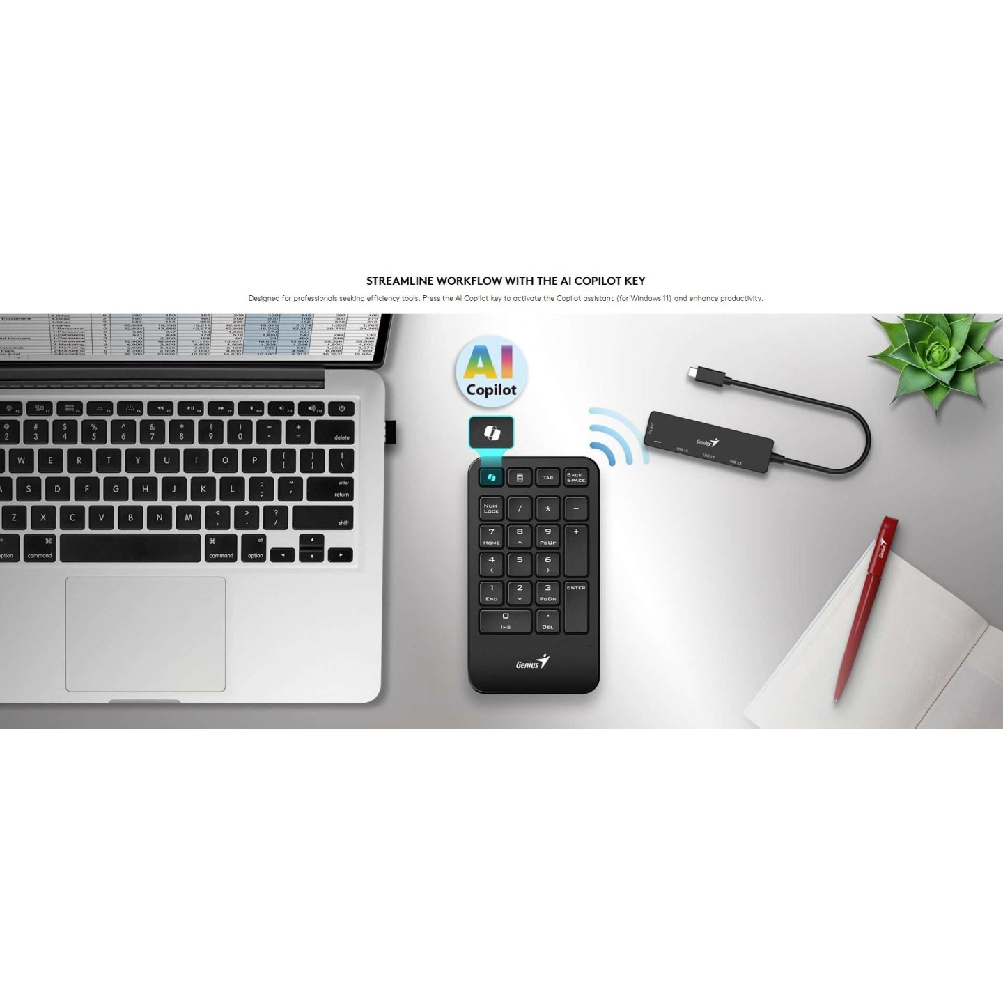 Genius NumPad 1000 Wireless AI Numeric Keypad w/Palm Rest - 31320003400 (Boxed) — Buy in Cyprus with Fast Delivery