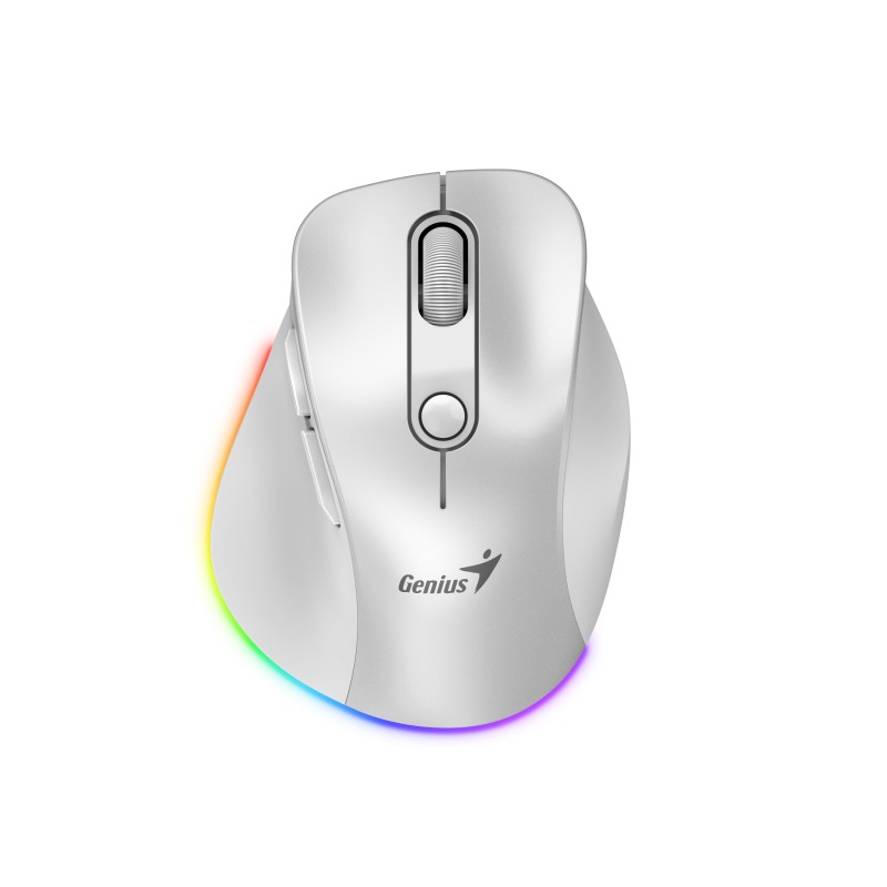 Genius Ergo 9000S Pro 31030039400 Wireless+BT Rechargeable Mini RGB Ergo Mouse White (Boxed)