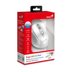 Buy Genius Mouse - 9000S Pro - Wireless+BT Rechargeable Mini RGB Ergo White in Cyprus, Nicosia, Limassol, Larnaka, Pafos