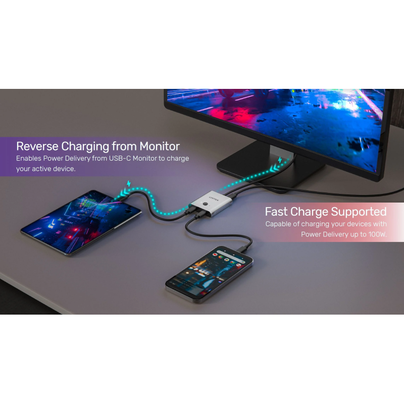 Buy Unitek USB-C Splitter/Switch - D1078A - 4K USB-C Splitter 1in-2out or Switch... in Cyprus, Nicosia, Limassol, Larnaka, Pafos