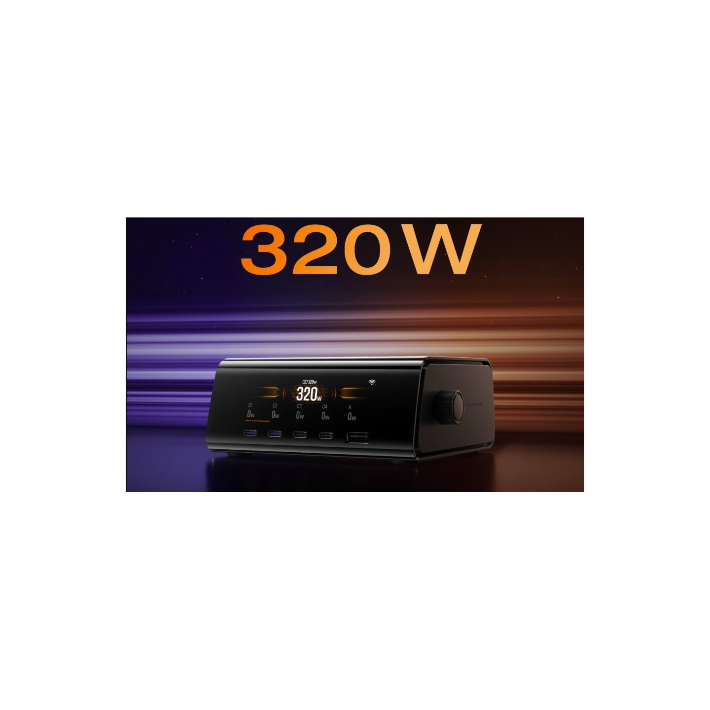 EcoFlow RAPID Pro Desktop Charger 320W - Can Charge 6 devices at once including RAPID Pro Powerbanks in 20mins - LCD ...