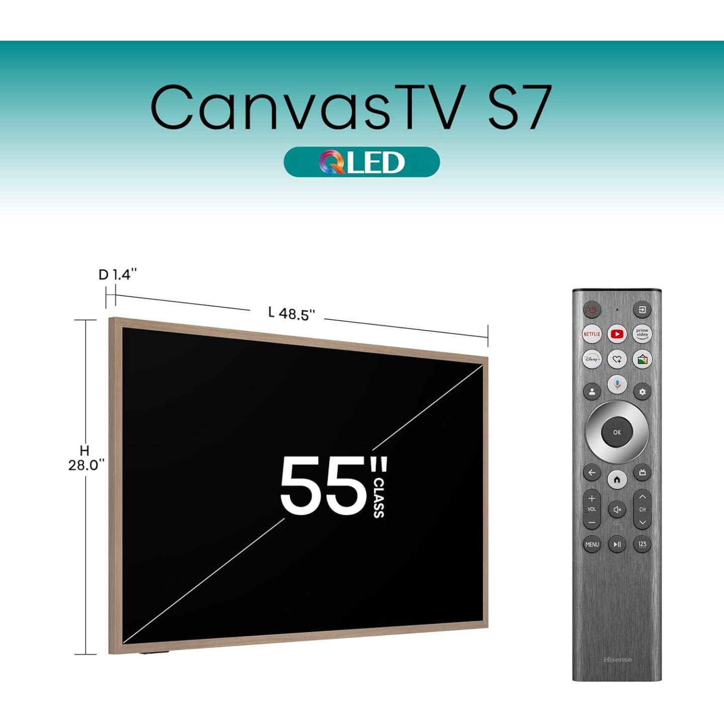 Hisense Canvas TV - 55S7N - 55'' 4K Smart QLED 120hz Canvas TV — Buy in Cyprus with Fast Delivery