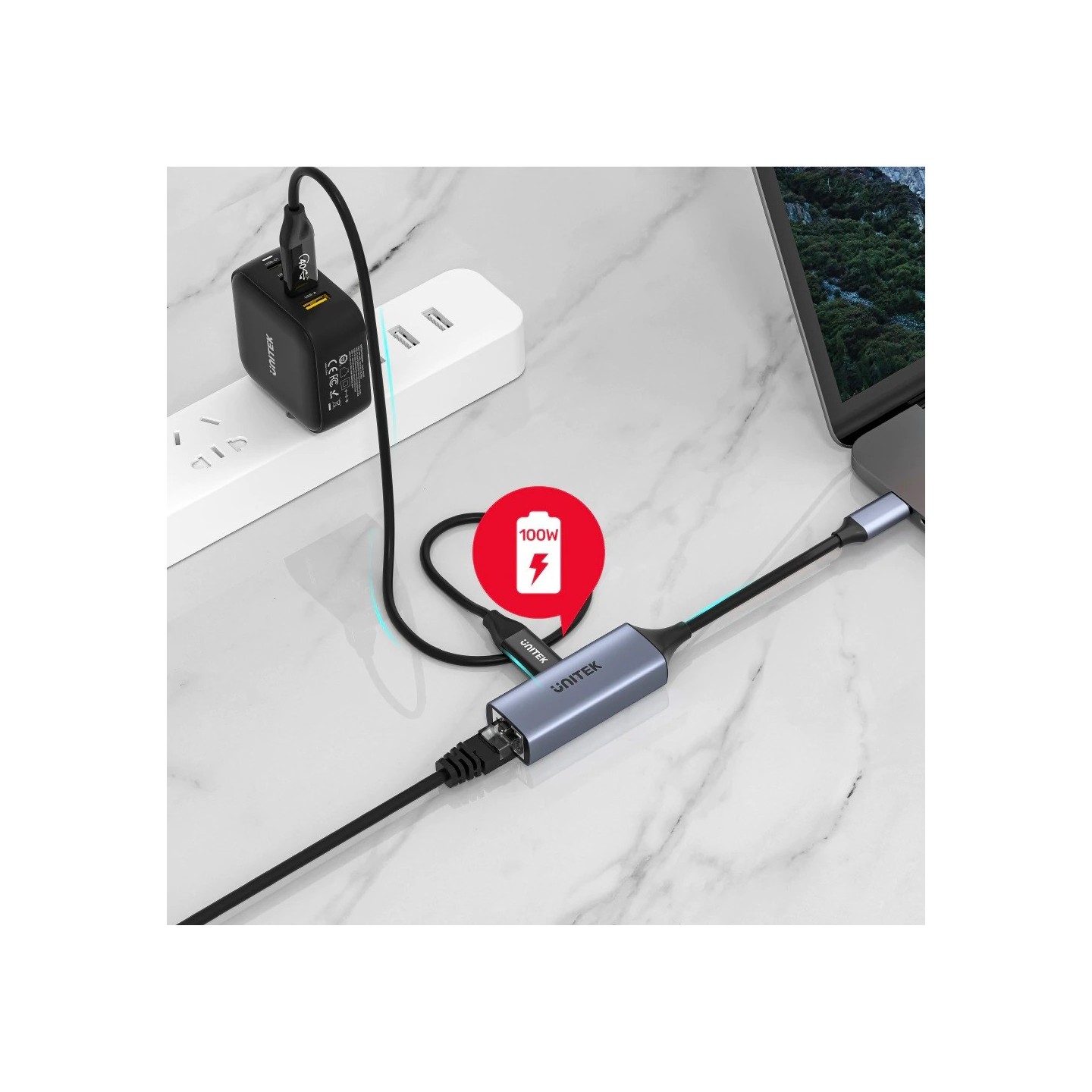 Unitek USB-C to Gigabit LAN and PD100W Port - U1323A - USB-C to Gigabit LAN and PD100W Port — Buy in Cyprus with Fast Delivery