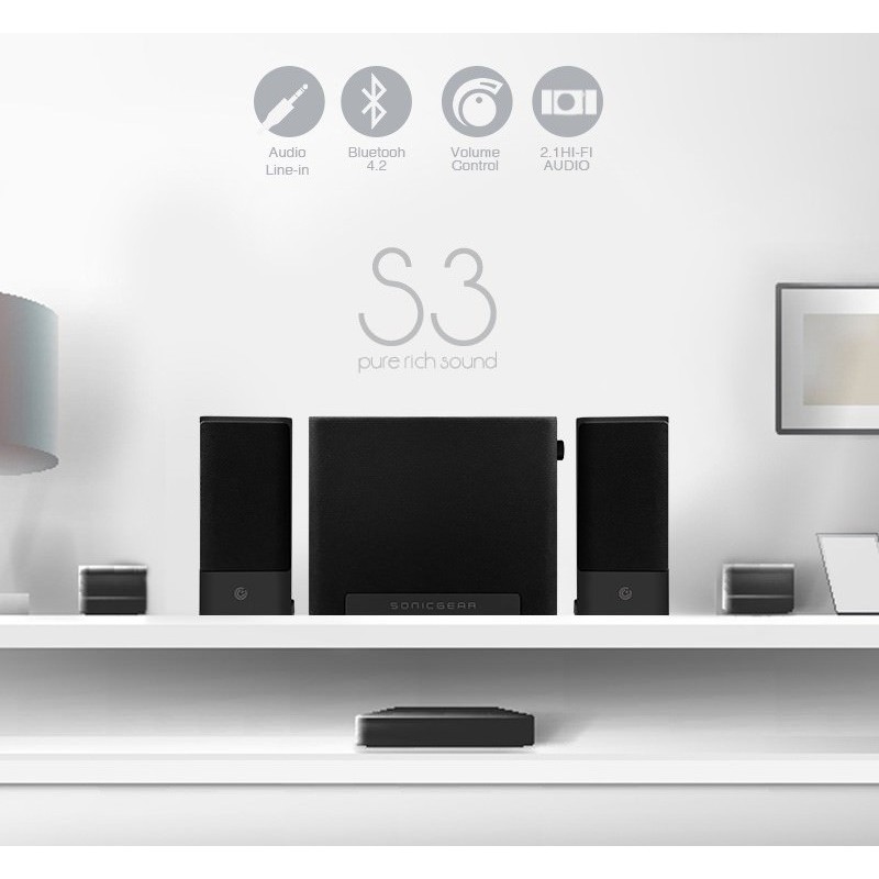 Buy SonicGear Speakers - Space3 - 2.1 Hi-Fi BT USB FM Speakers 40W in Cyprus, Nicosia, Limassol, Larnaka, Pafos