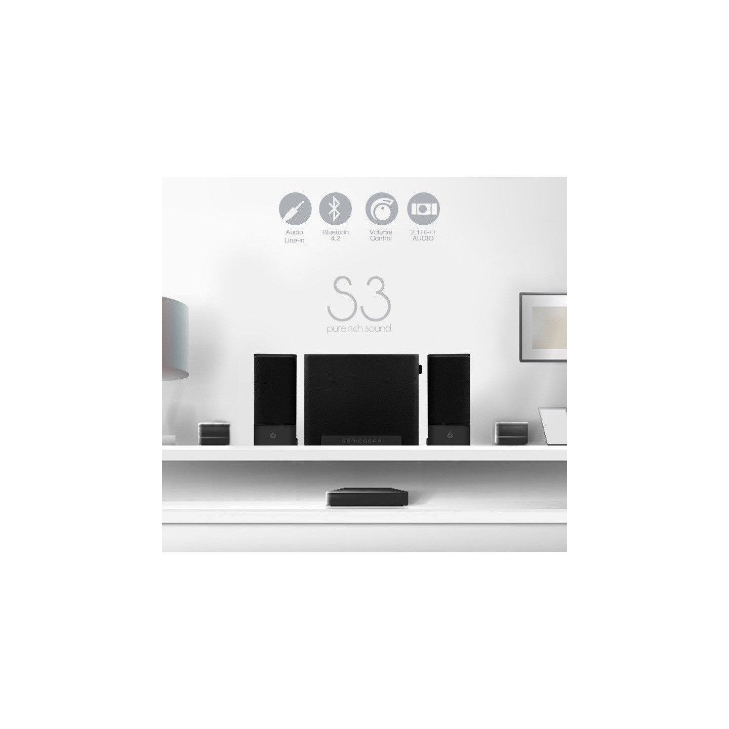 SonicGear Speakers - Space3 - 2.1 Hi-Fi BT USB FM Speakers 40W — Buy in Cyprus with Fast Delivery