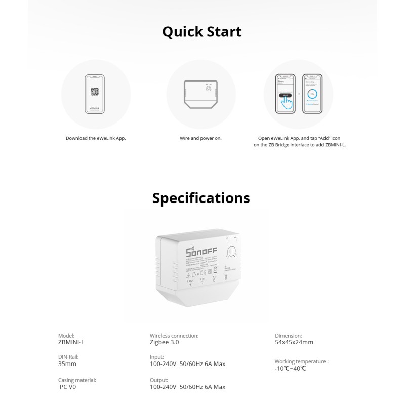 Buy Sonoff Zigbee 3.0 Smart Switch - ZBMINI-L - Zigbee 3.0 in Cyprus, Nicosia, Limassol, Larnaka, Pafos