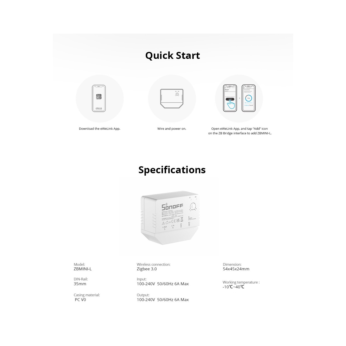 Sonoff Zigbee 3.0 Smart Switch - ZBMINI-L - Zigbee 3.0 — Buy in Cyprus with Fast Delivery
