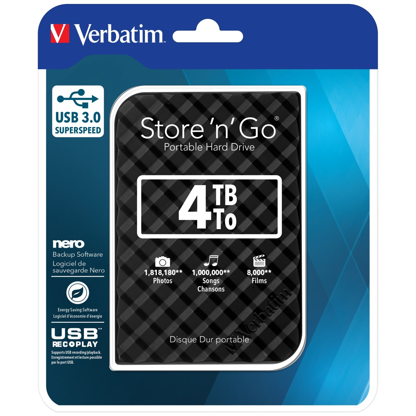 Verbatim HDD External STORE'N'GO - 2.5'' USB3.0 Slim 4TB Black — Buy in Cyprus with Fast Delivery