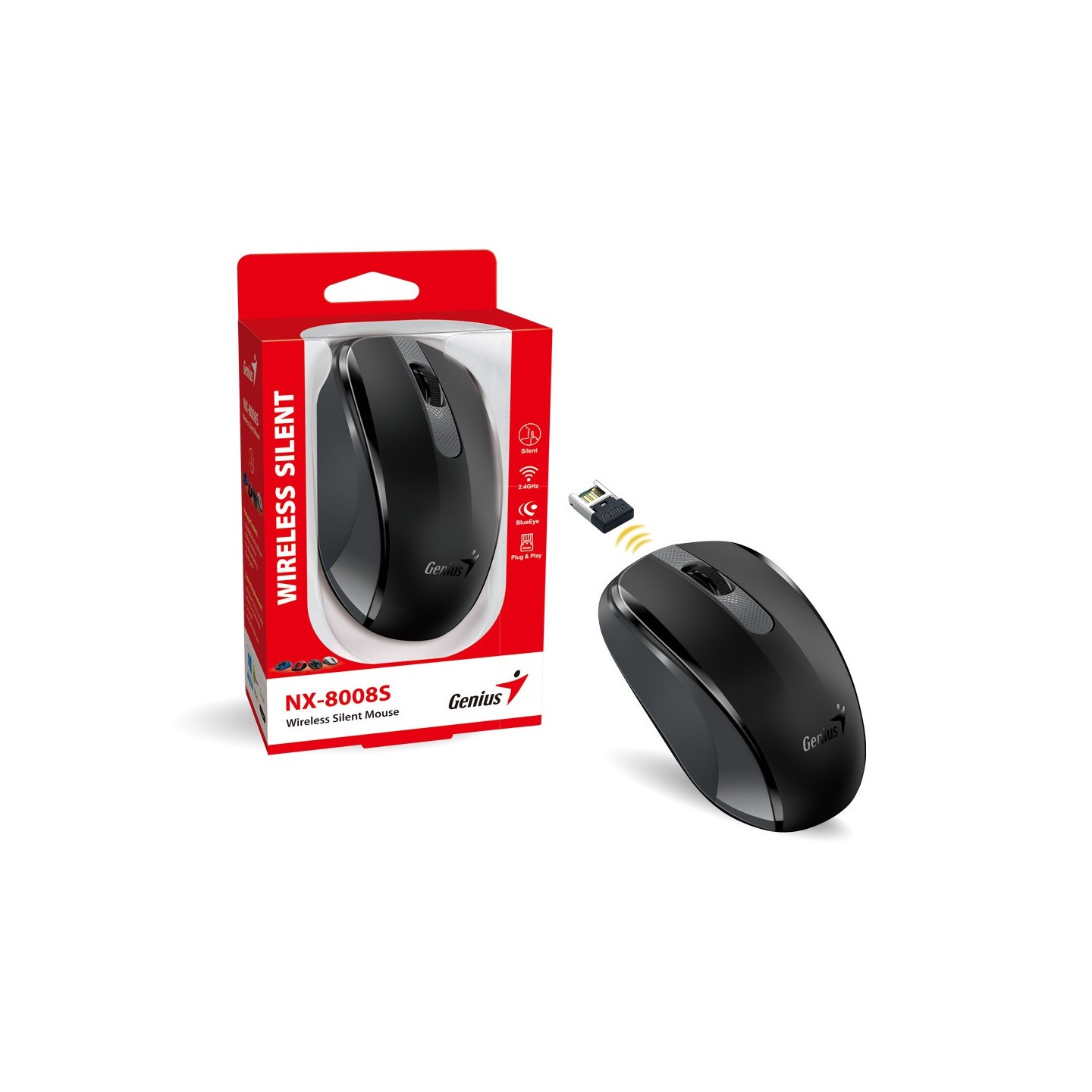 Genius NX-8008S Wireless Silent Mouse - 1200 DPI Black (Boxed) — Buy in Cyprus with Fast Delivery