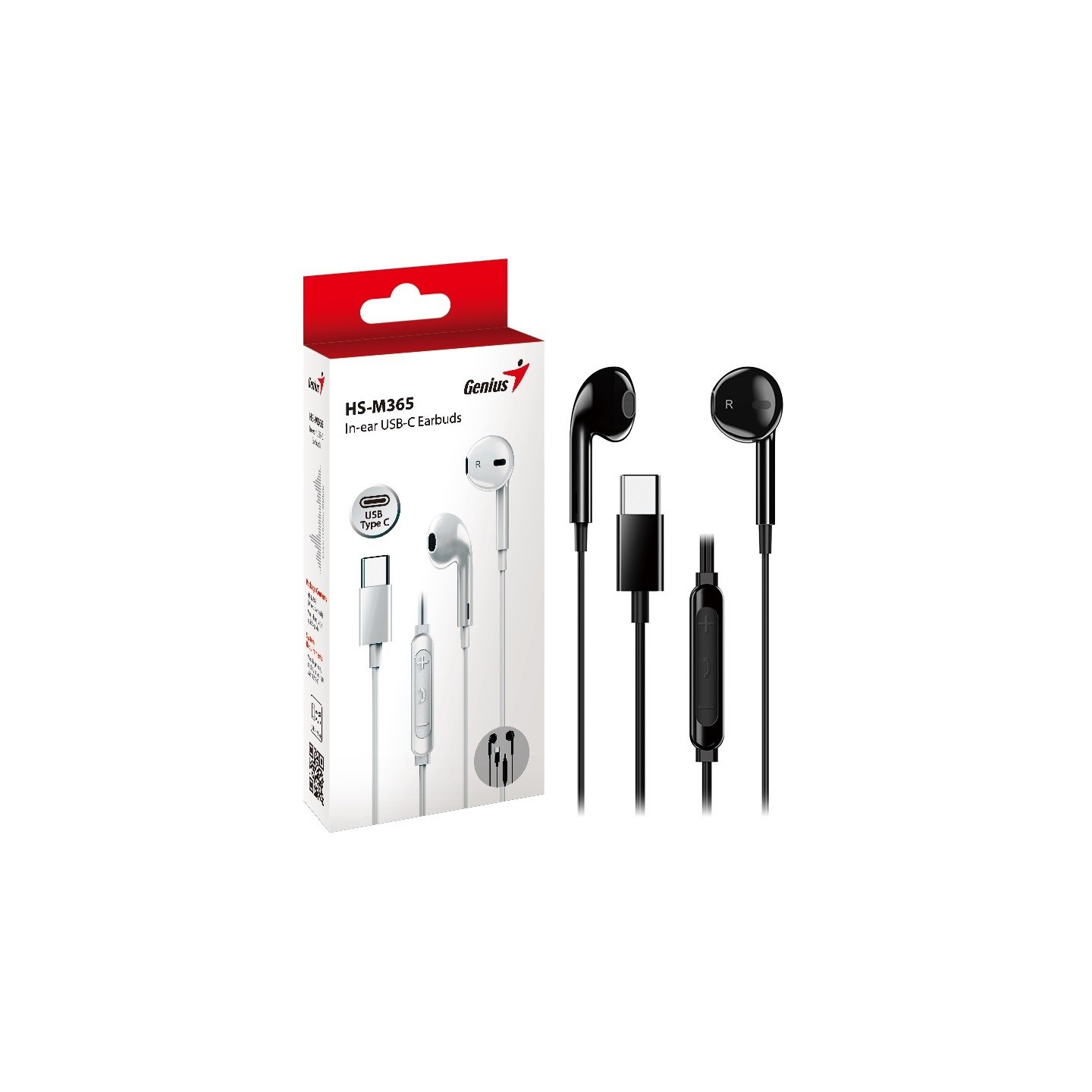 Genius Mobile Headset In-Ear USB-C Inline Control - HS-M365 - Black — Buy in Cyprus with Fast Delivery