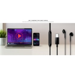 Buy Genius Mobile Headset In-Ear USB-C Inline Control - HS-M365 - Black in Cyprus, Nicosia, Limassol, Larnaka, Pafos