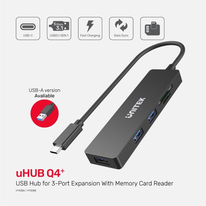 Buy Unitek USB3.1 Hub 3port USB3.1 & Card Reader - H1108A - USB3.1 Hub 3port USB... in Cyprus, Nicosia, Limassol, Larnaka, Pafos