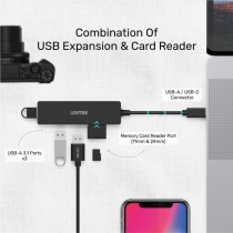 Unitek H1108A USB 3.1 3-Port Hub with Card Reader – 5Gbps SD/microSD Reader | Armenius Store