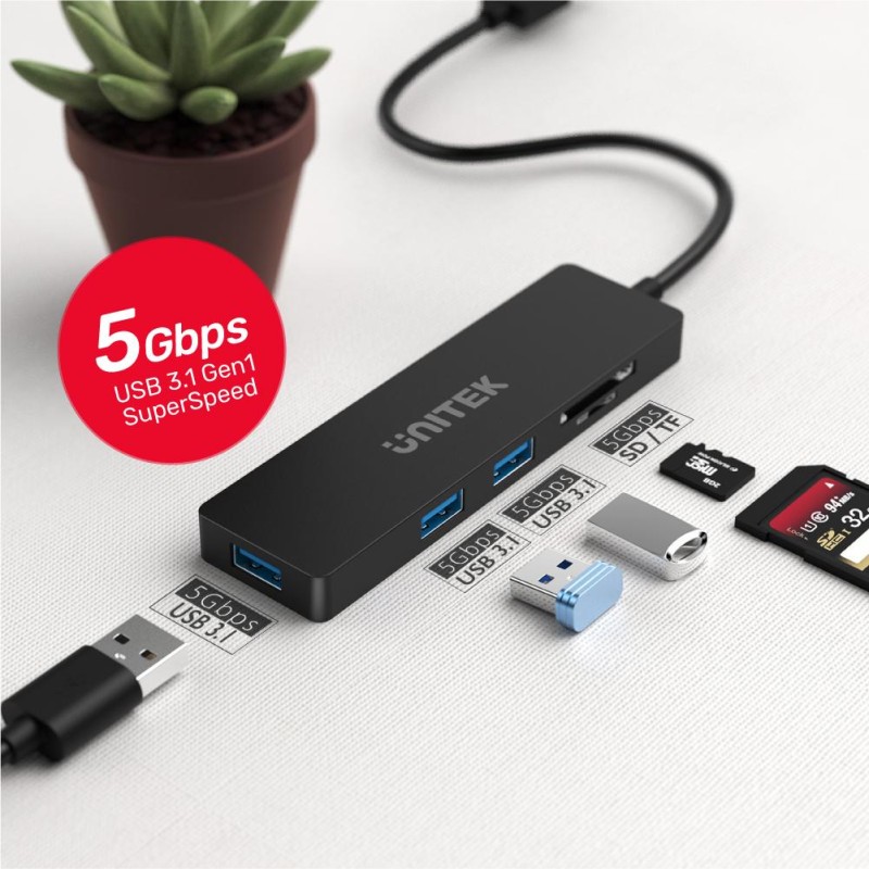 Buy Unitek USB3.1 Hub 3port USB3.1 & Card Reader - H1108A - USB3.1 Hub 3port USB... in Cyprus, Nicosia, Limassol, Larnaka, Pafos