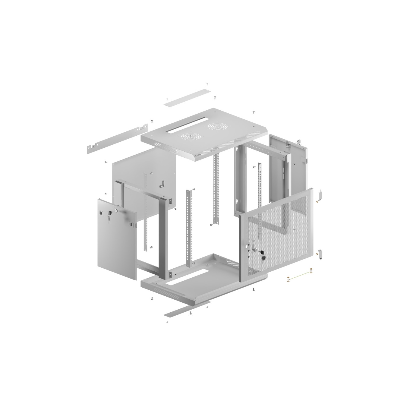 Lanberg Wall Rack 19'' with Perforated Door - 6U 45cm Grey FLAT PACKED — Buy in Cyprus with Fast Delivery