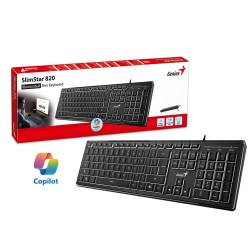 Buy Genius Keyboard - SlimStar 820 - Wired Illuminated AI Keyboard English in Cyprus, Nicosia, Limassol, Larnaka, Pafos