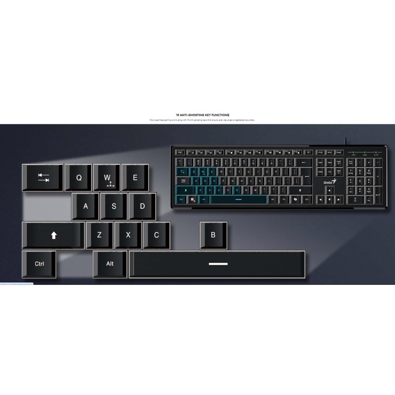 Buy Genius Keyboard - SlimStar 820 - Wired Illuminated AI Keyboard English in Cyprus, Nicosia, Limassol, Larnaka, Pafos