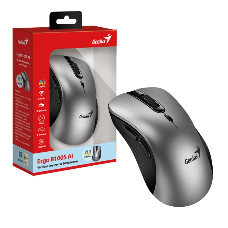 Buy Genius Wireless Silent AI Ergonomic Mouse - 8100S - with Thumb & Finger Rest... in Cyprus, Nicosia, Limassol, Larnaka, Pafos