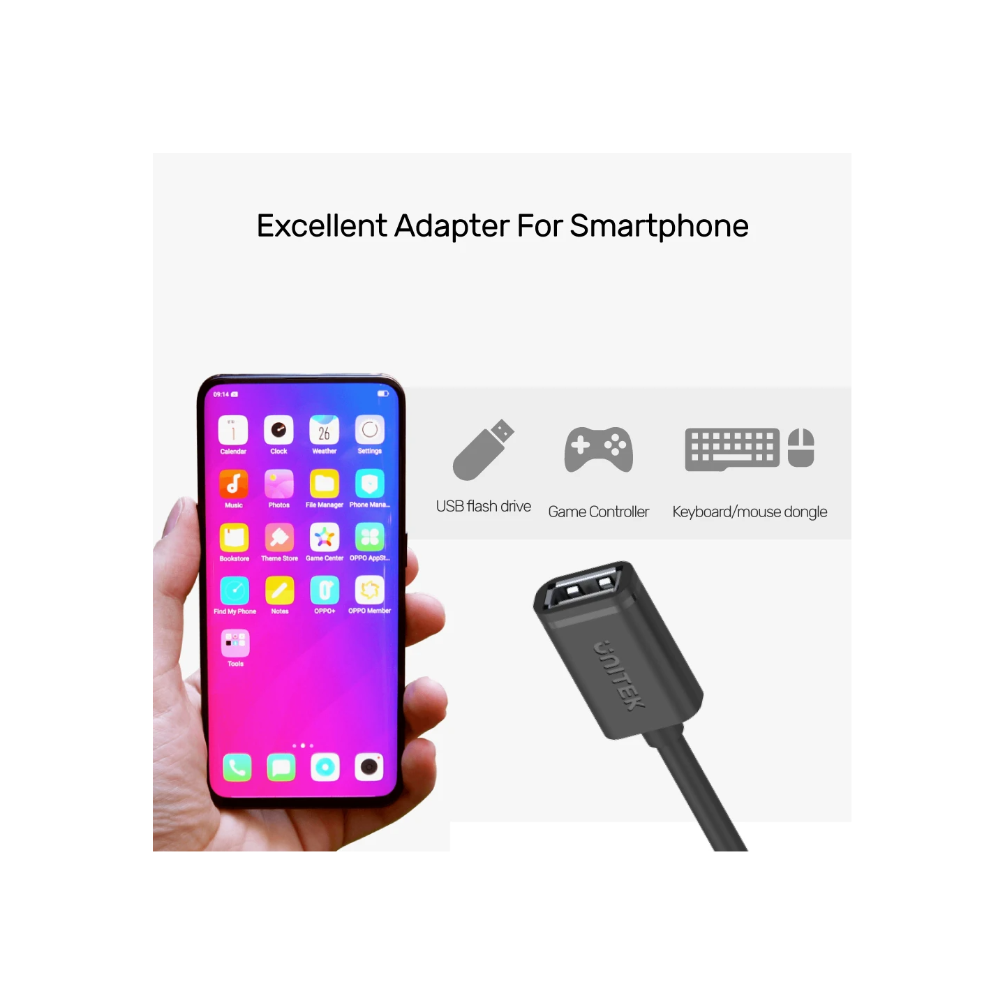 Unitek Micro-USB Male to USB-A Female OTG 20cm - Y-C438GBK - Micro-USB Male to USB-A Female OTG 20cm