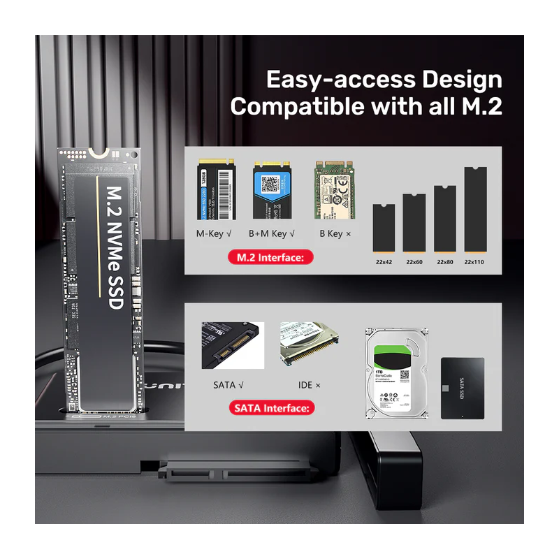 Buy Unitek USB-C to SATA m2 SSD Converter - S1232A - UK in Cyprus, Nicosia, Limassol, Larnaka, Pafos