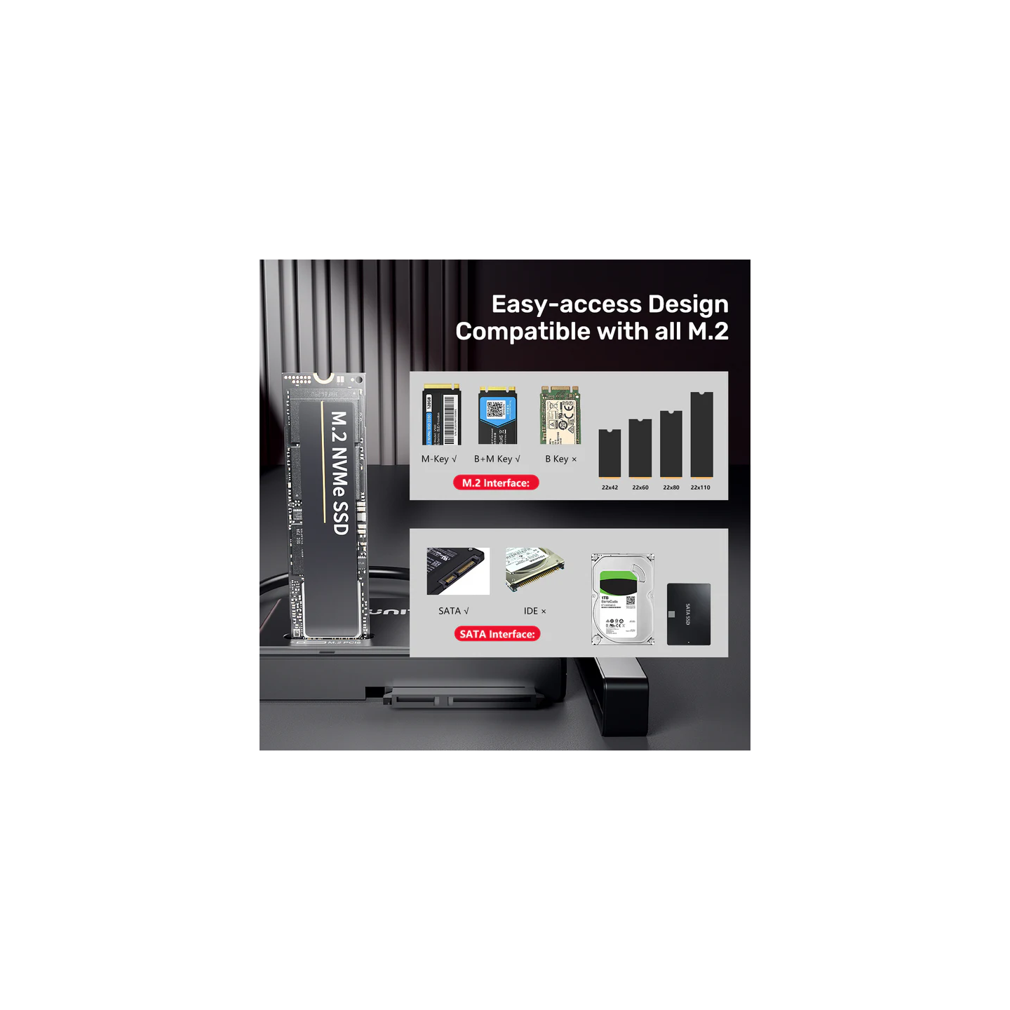 Unitek USB-C to SATA m2 SSD Converter - S1232A - UK — Buy in Cyprus with Fast Delivery