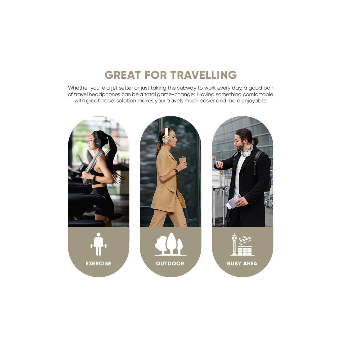 SonicGear Headphones Bluetooth AIRPHONE - DNC3000 - Champagne Gold — Buy in Cyprus with Fast Delivery