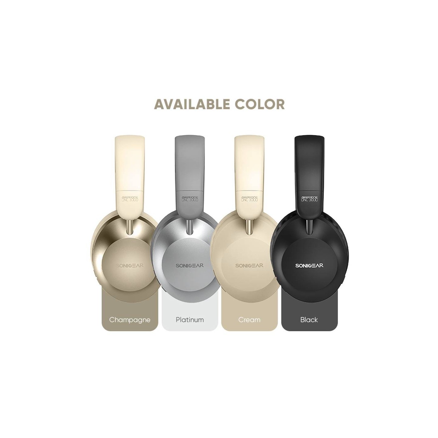 SonicGear Headphones Bluetooth AIRPHONE - DNC3000 - Champagne Gold — Buy in Cyprus with Fast Delivery