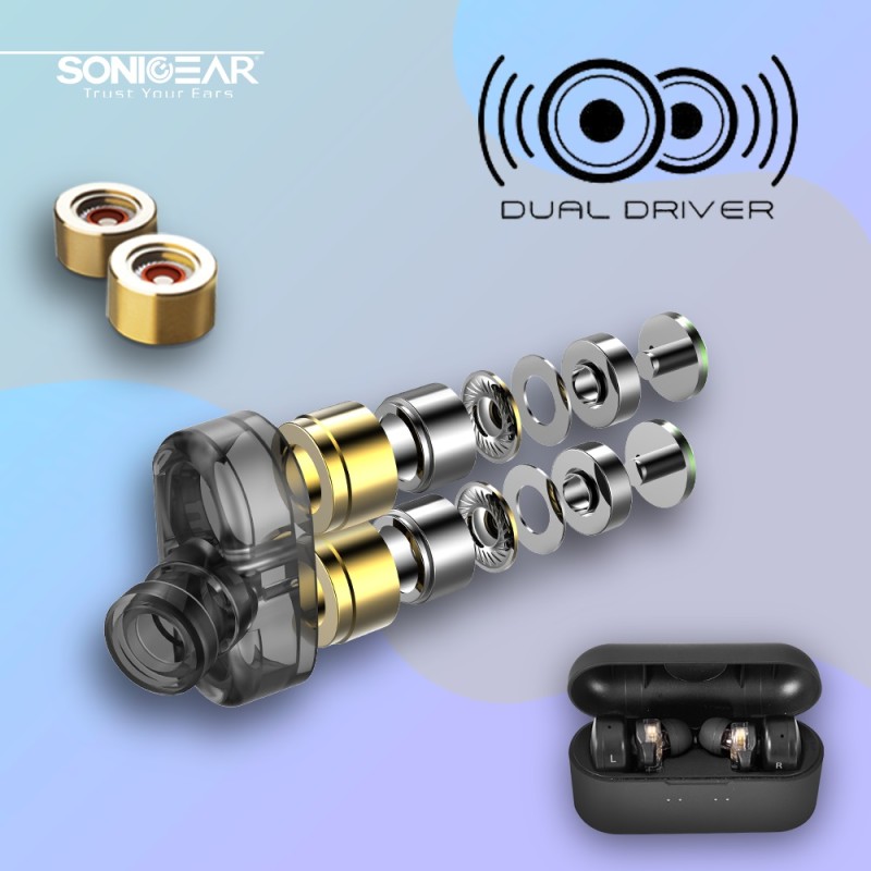 Buy SonicGear HYPERBASS Earphones - TWS 7 - Dual Driver, Sweatproof, Black in Cyprus, Nicosia, Limassol, Larnaka, Pafos