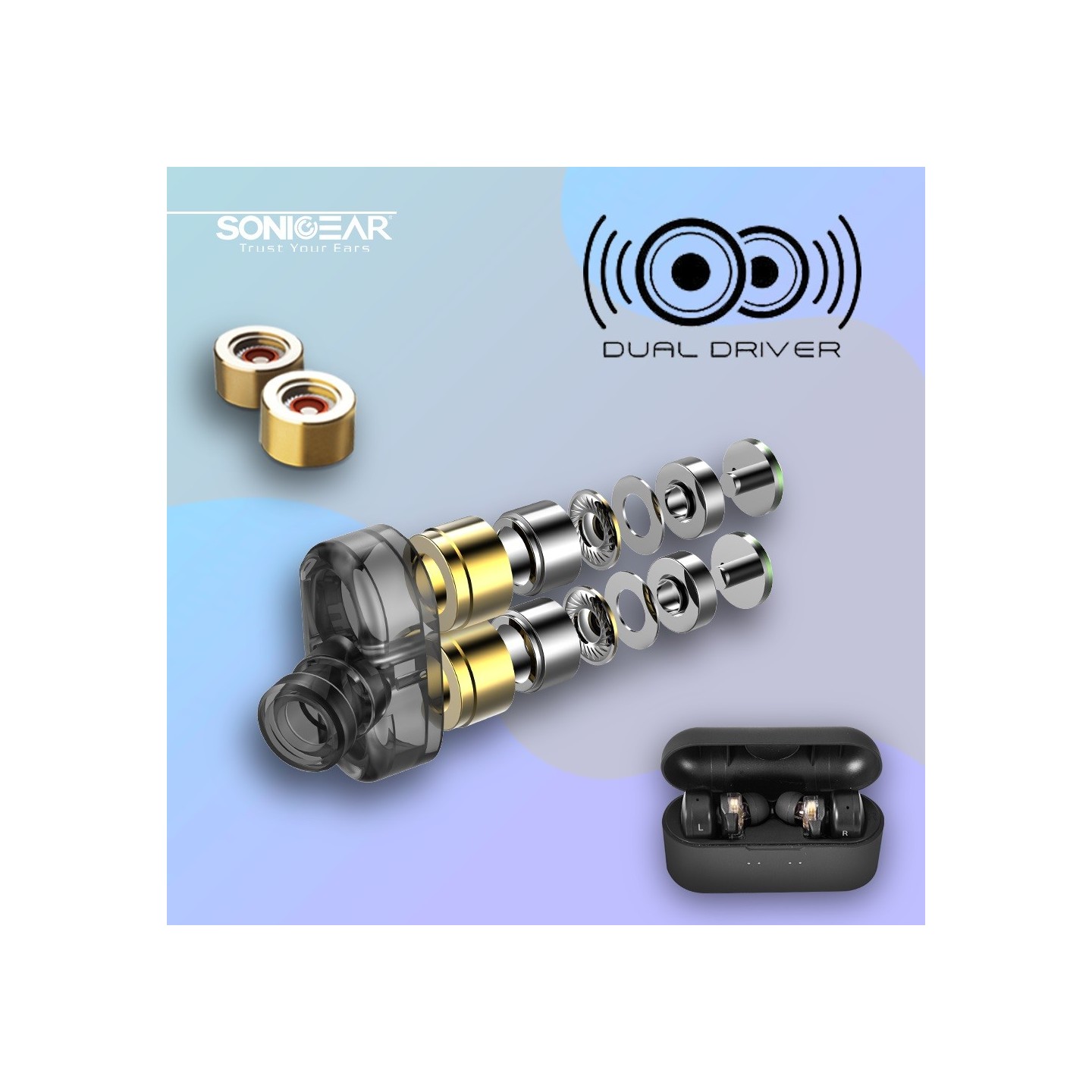 SonicGear HYPERBASS Earphones - TWS 7 - Dual Driver, Sweatproof, Black — Buy in Cyprus with Fast Delivery