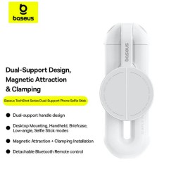 Buy Baseus TechShot Series Aluminium Selfie Stick - Extendable up to 61cm - White in Cyprus, Nicosia, Limassol, Larnaka, Pafos