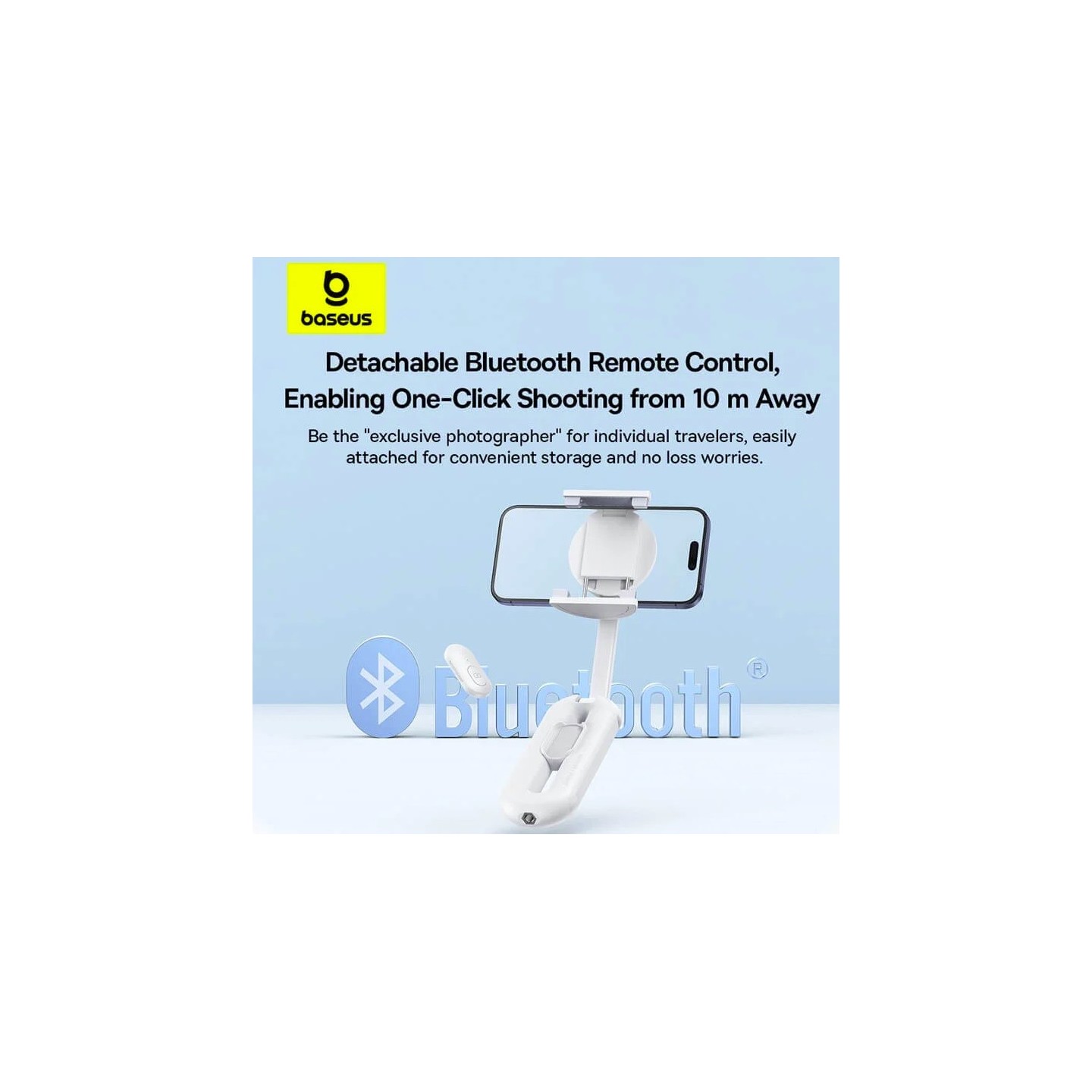 Baseus TechShot Series Aluminium Selfie Stick - Extendable up to 61cm - White — Buy in Cyprus with Fast Delivery