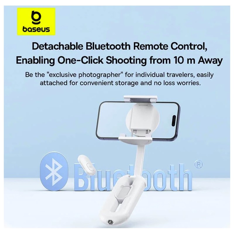 Buy Baseus TechShot Series Aluminium Selfie Stick - Extendable up to 61cm - White in Cyprus, Nicosia, Limassol, Larnaka, Pafos