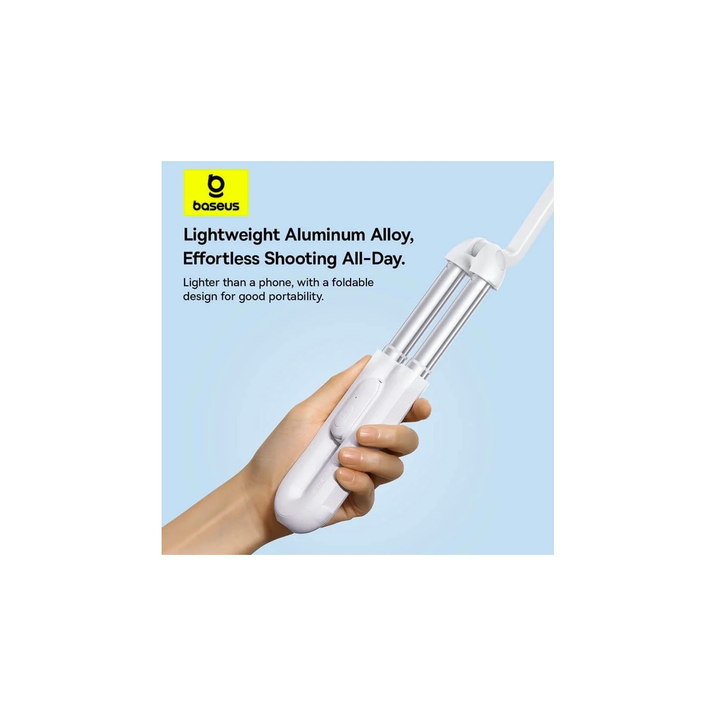 Baseus TechShot Series Aluminium Selfie Stick - Extendable up to 61cm - White — Buy in Cyprus with Fast Delivery