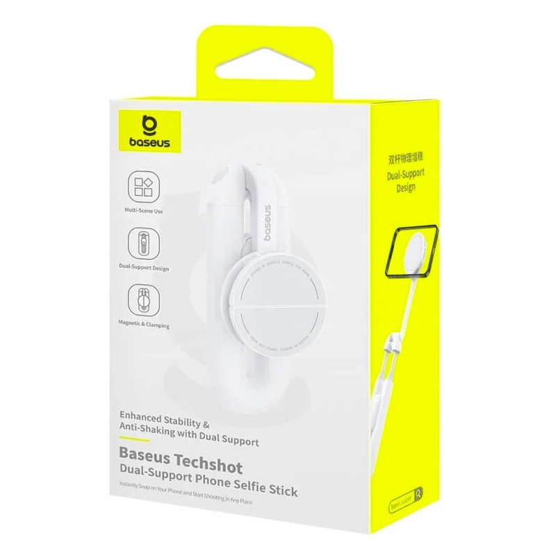 Buy Baseus TechShot Series Aluminium Selfie Stick - Extendable up to 61cm - White in Cyprus, Nicosia, Limassol, Larnaka, Pafos