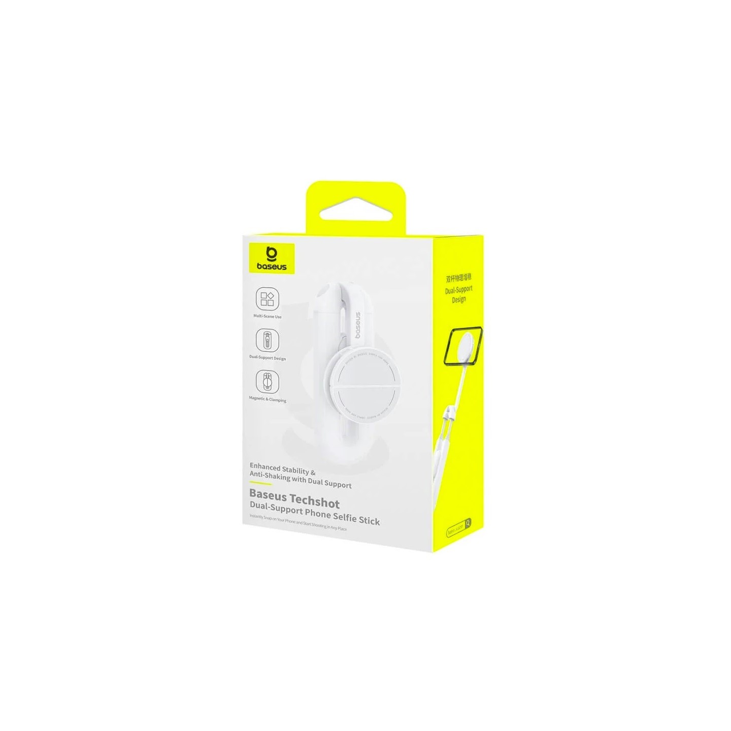 Baseus TechShot Series Aluminium Selfie Stick - Extendable up to 61cm - White — Buy in Cyprus with Fast Delivery