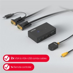 Unitek VGA KVM Switch - U-8709ABK - 2In1Out, 3-Port USB2.0 Hub — Buy in Cyprus with Fast Delivery
