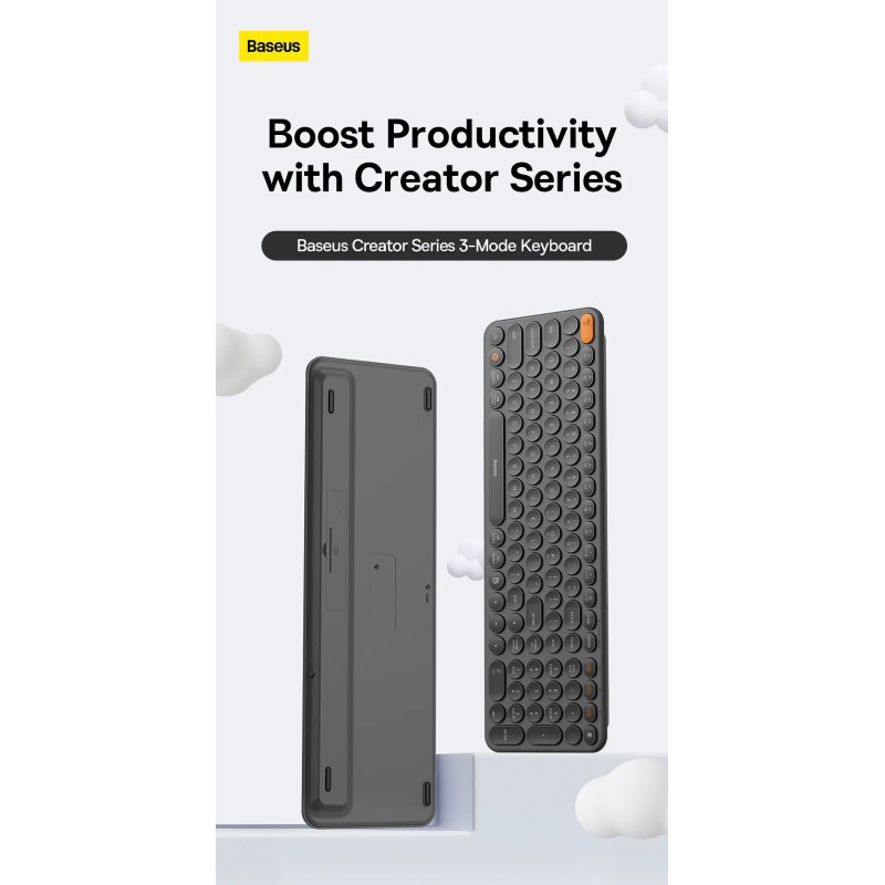 Buy Baseus Wireless Tri-Mode Keyboard Frosted Gray - K01B - Wireless Tri-Mode Ke... in Cyprus, Nicosia, Limassol, Larnaka, Pafos